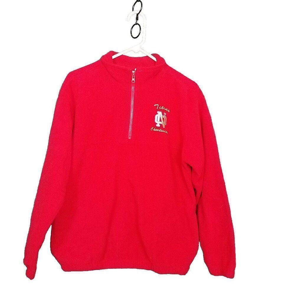 Medium North Dakota Cheerleading Titans Red Pull On Fleece Jacket 1/4 Zip M